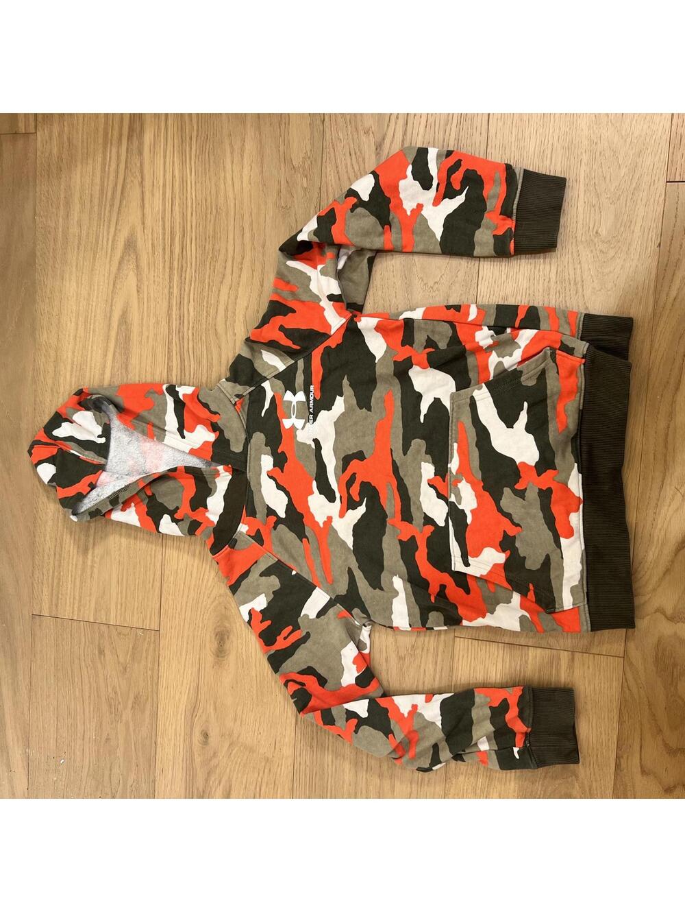 Under Armour ColdGear Camo Hoodie Youth Small (YSM) Orange Camo